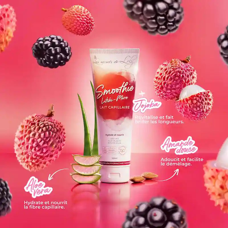 Lait capillaire Hydratant Smoothie Litchi Mure Les Secrets de Loly