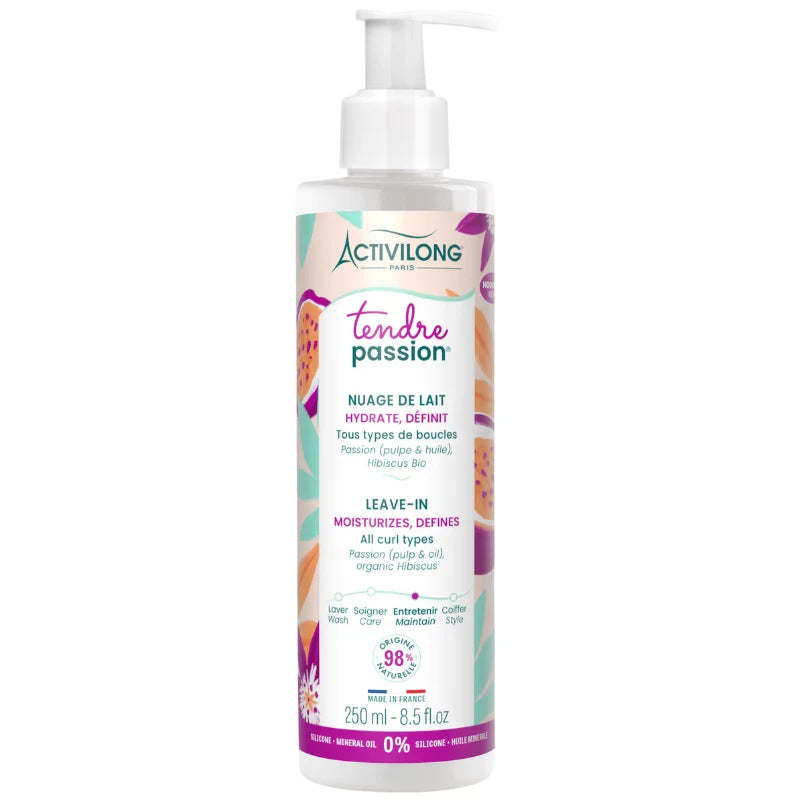 Lait capillaire sans rinçage à l'huile et pulpe de fruit de la Passion et Hibiscus BIO Activilong 250 ml