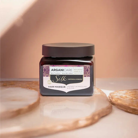 Masque Capillaire Arganicare Fortifiant à la protéine de soie pour cheveux secs, cassants ou abîmés par coloration, défrisage
