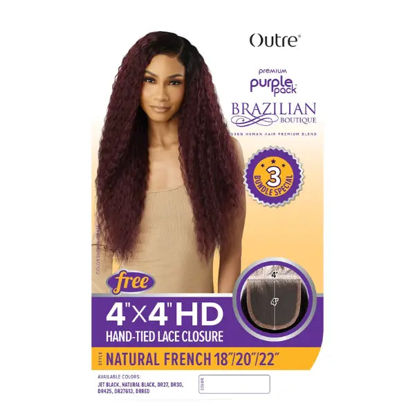 Tissage Long Natural French 3pcs + Closure HD 4X4 - Outré