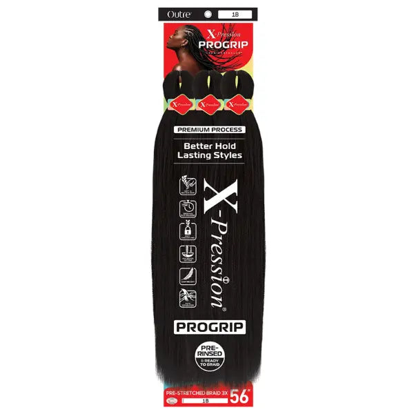 Mèches X-Pression pour Tresses Pre-Stretched ProGrip 56" 3X - Outré