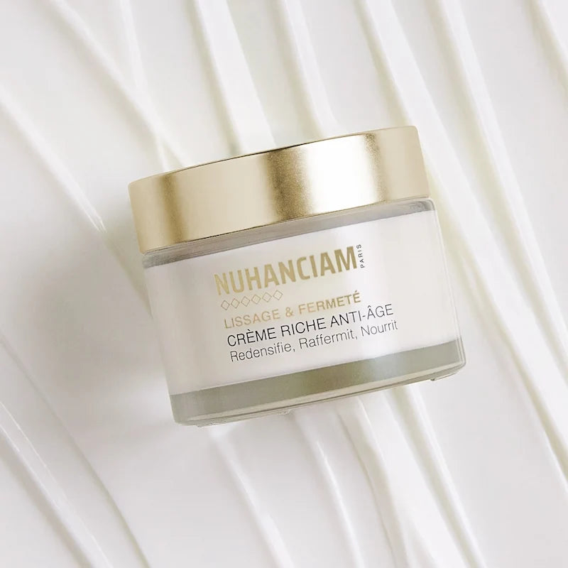 Crème Riche Anti-Âge Nuhanciam pour peaux matures, soin raffermissant à l’acide hyaluronique qui aide à réduire l’apparence des rides, nourrir intensément la peau et améliorer son élasticité