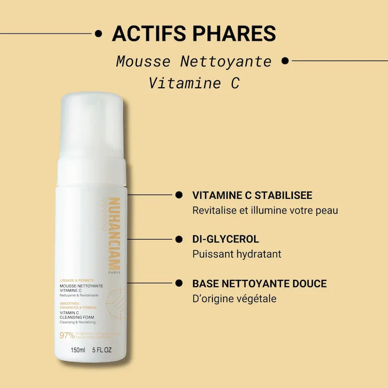Mousse Nettoyante Visage avec 97% d'ingrédients d'origine naturelle Nuhanciam 150 ml