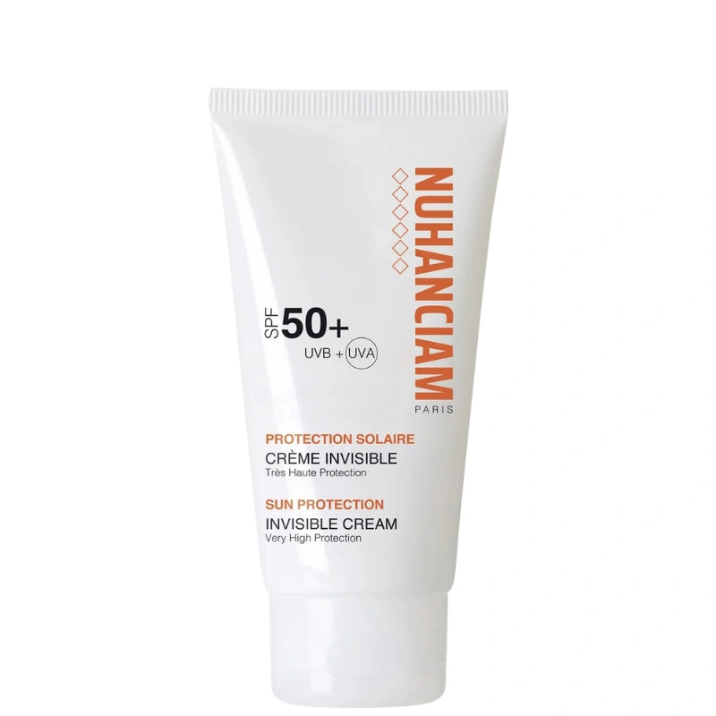 Nuhanciam Crème protection solaire invisible SPF 50 : ne laisse pas de traces blanches sur les peaux noires et mates.