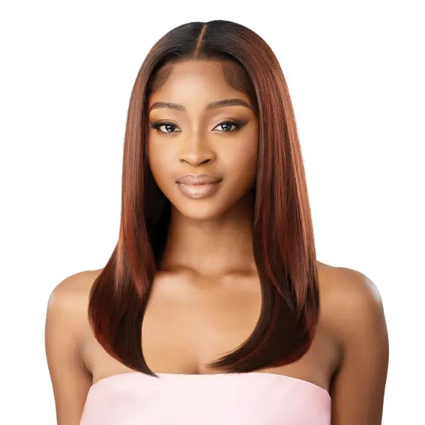 Perruque Femme Courte Couleur Chocolat Méché Cuivré - Synthétique, Bonnet Moyen, Raie Libre, Neuve Avec étiquettes