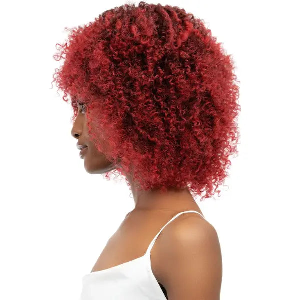 Perruque Afro Curly avec Frange bordeaux Janet Collection Leon