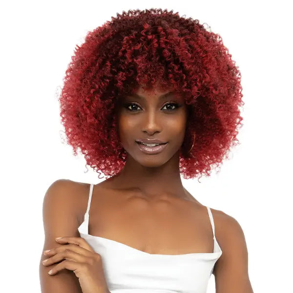 Perruque Afro curly avec Frange Burgundy Janet Collection Leon