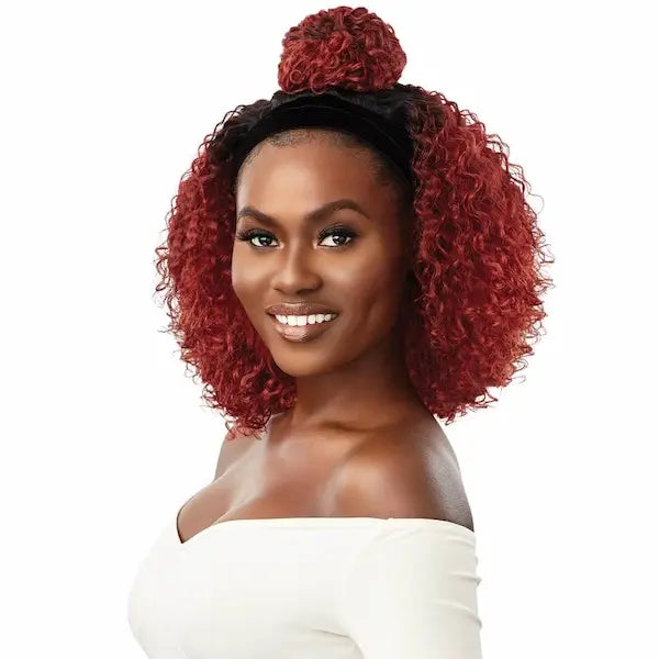 Perruque Bandeau Bouclée Neyla DR en teinte dr red burgundy headbandwig, Outré Hair