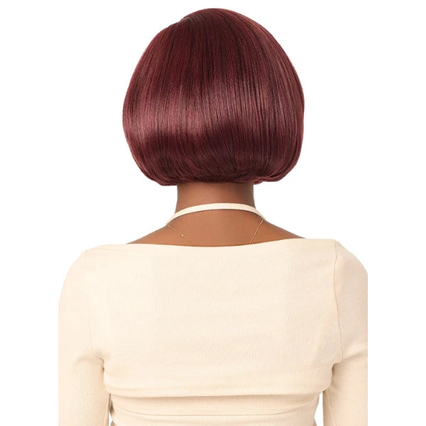 Perruque bob court lace front HD glueless lisse couleur bordeaux