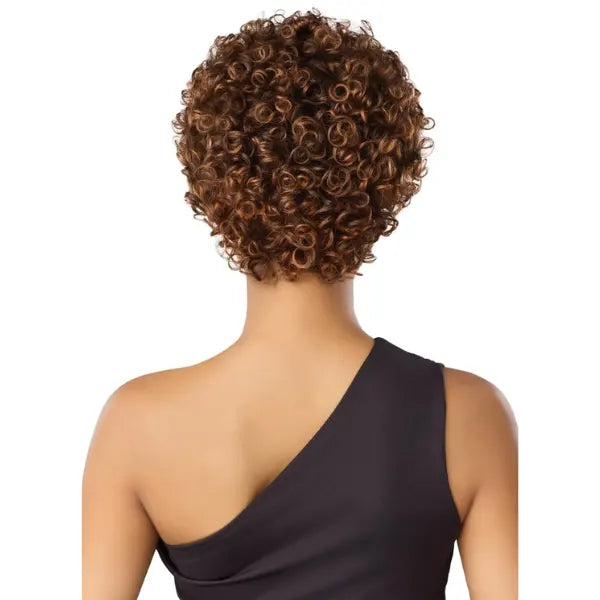 Perruque pixi cut curly confectionnée en cheveux humains naturels Outré