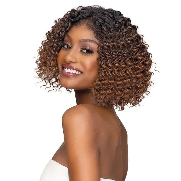 Perruque curly bob lace HD sans colle couleur chocolat Janet Collection Oasis