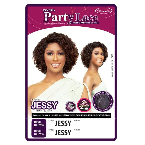 Perruque curly lace courte en cheveux synthétiques résistant à la chaleur Jessy Vanessa Hair