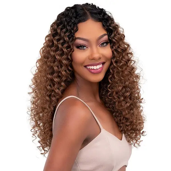 Perruque curly longue lace HD Chocolate sans colle Janet Collection Jane