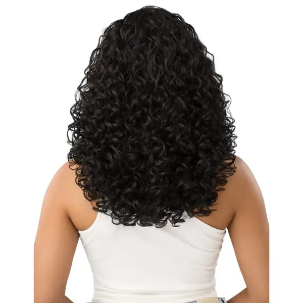 Perruque bouclée demi-tête mi-long avec cheveux synthétiques à petit prix Outré Susannah