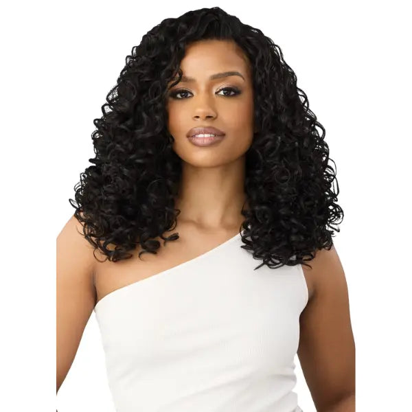 Perruque demi-tête bouclée et curly mi-longue en couleurs Noir 1B Outre Susannah