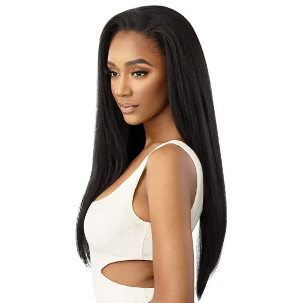 Perruque demi-tête Straight Yaki noir 1B Neesha H303 Outre Quickweave