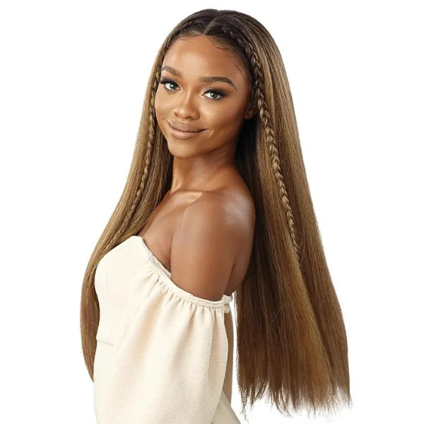 Perruque full lace frontale 13X6 HD Transparent Yaki Straight Honey Brown Sunniva Outré