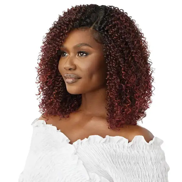 Perruque lace front HD curly bouclée burgundy Every 27 Outre