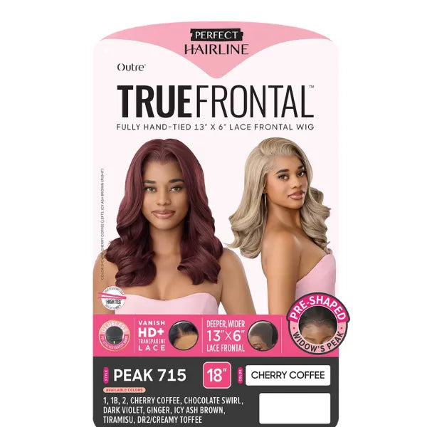 Perruque lace frontal cherry ou noir ondulée synthétique, par Outré Hair.