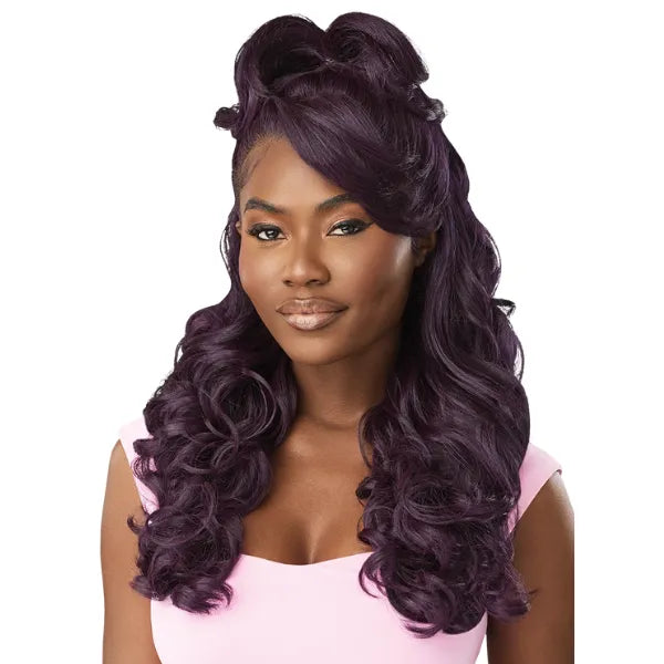 Perruque avec lace hd curly en couleur deep violet outre Y-Part 204