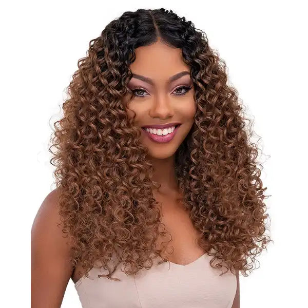 Perruque lace HD curly longue chocolate sans colle Janet Collection Jane