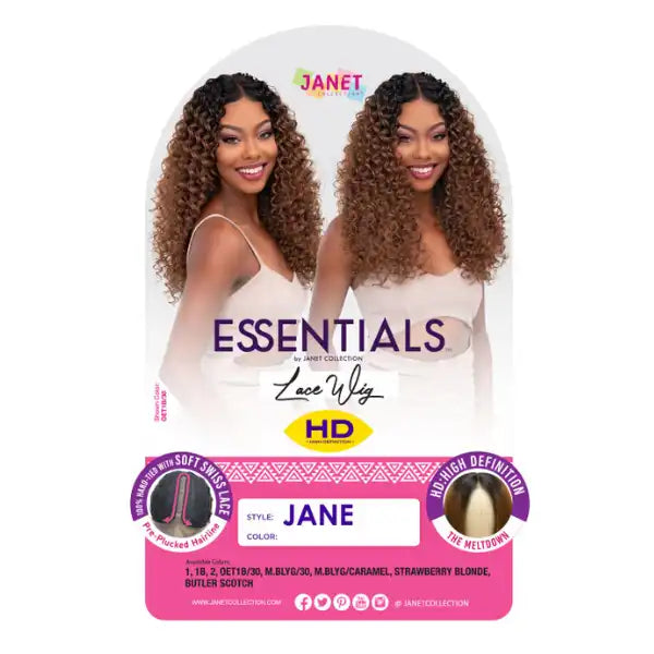 Perruque lace HD curly longue sans colle Janet Collection Jane