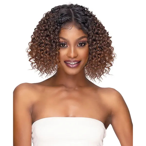 Perruque Lace HD Curly short bob sans colle couleur chocolat Janet Collection Oasis