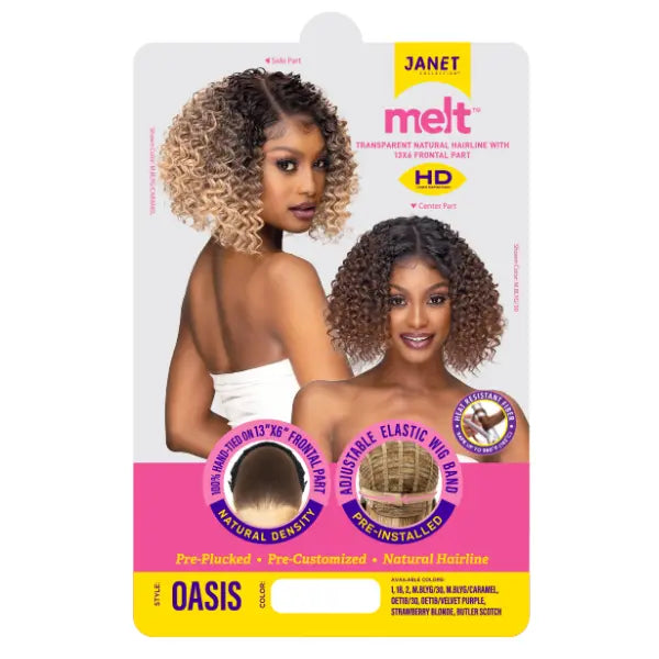 Perruque lace HD curly short bob sans colle Janet Collection Oasis