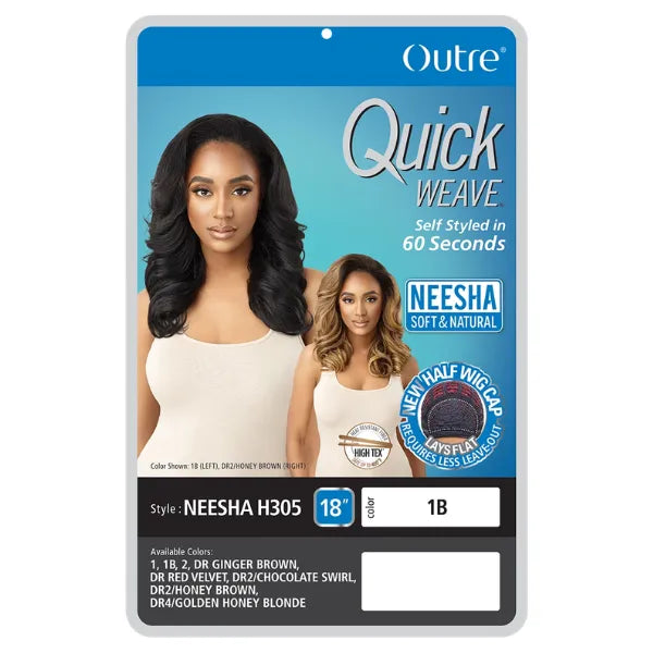 Perruque neesha, noir demi demi-tête ondulée yaki