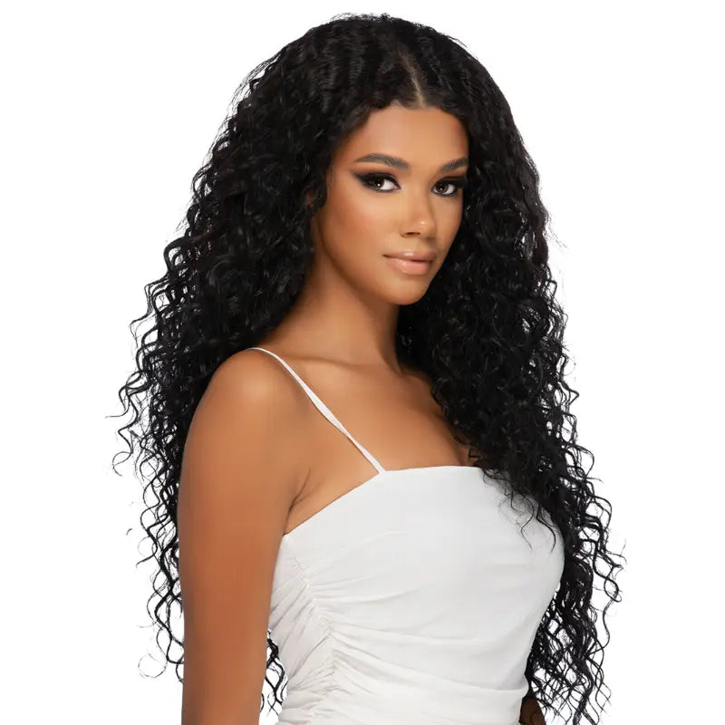 Perruque noire U-Part curly semi-naturelle longue Vivica Fox Ain