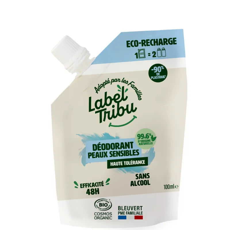Recharge liquide Déodorant Roll On Peau sensible 100ml Label Tribu
