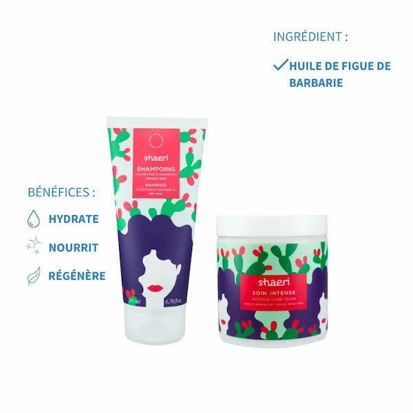 Shampoing et Masque Intense pour cheveux secs à l'huile de Figue de Barbarie hydratante - Shaeri