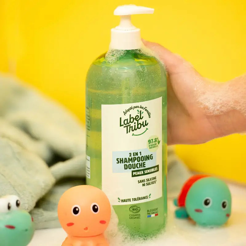Gel douche 2 en 1 Corps et Cheveux sans parfum pour peaux sensibles haute tolérance Label Tribu