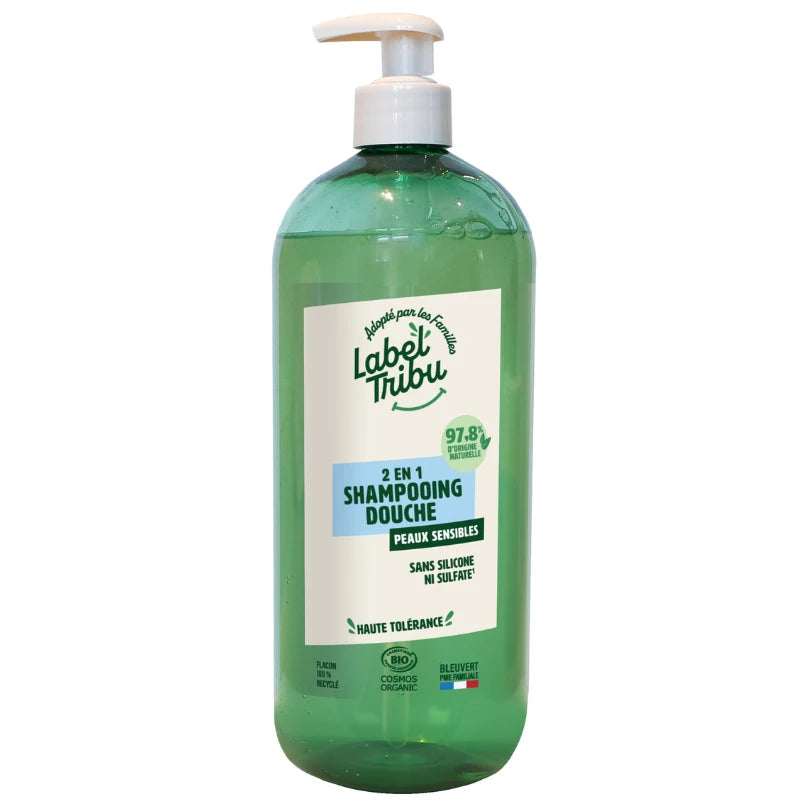 Gel lavant corps et cheveux sans parfum 1L pH neutre Label Tribu