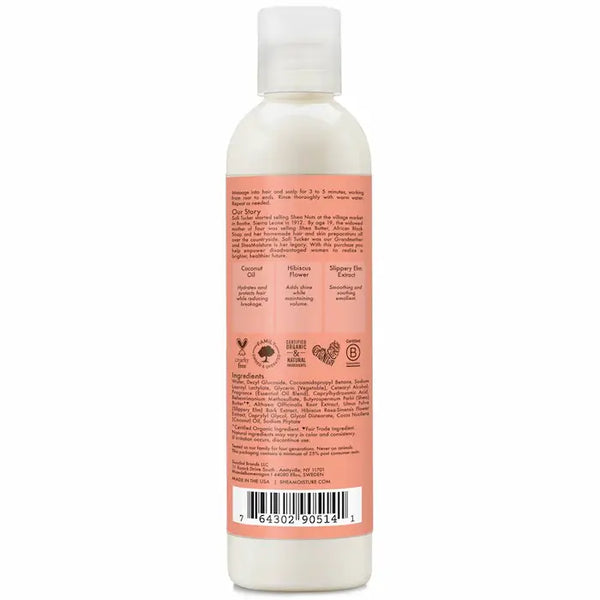 shampoing / après-shampoing Curl & Shine est formulé avec un mélange d'huiles végétales de Coco, d'Hibiscus, d'écorces d'Orme rouge combinés à l'extrait de racine de Guimauve officinale et du Beurre de Karité. Sheaa Moisture Kids. 