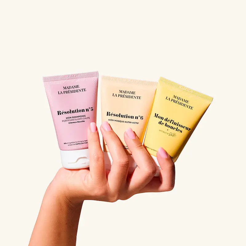 3 soins format voyage pour cheveux Bouclés Madame La Présidente 50ml