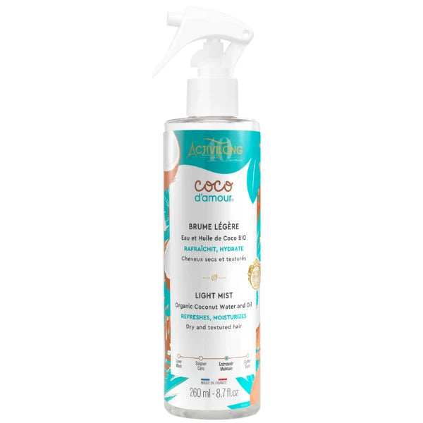 Spray Brume pour cheveux secs bouclés, frisés et crépus assouplissante et hydratante. Activilong Coco d'Amour