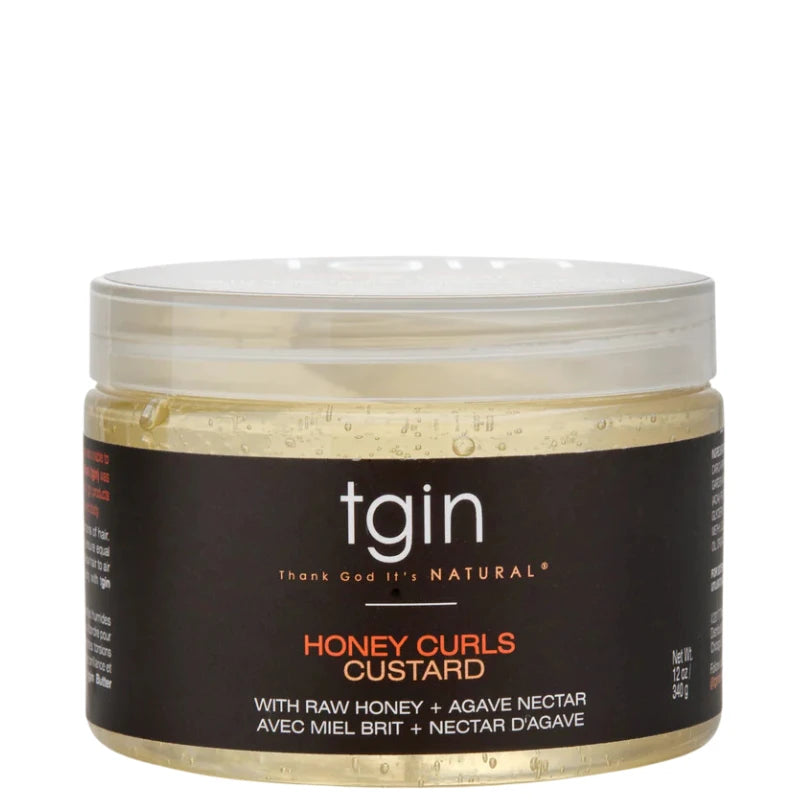 Activateur de boucles pour Cheveux épais crépus TGIN Honey Curls Custard à l'extrait d'agave et Miel brut