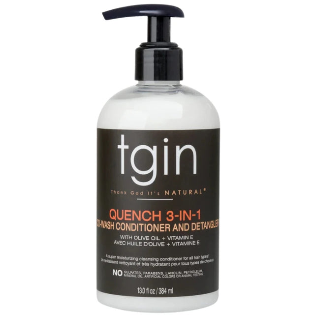 Co-wash hydratant et démêlant Huile d'Olive et Vitamine E TGIN Quench 3-en-1  sans sulfate