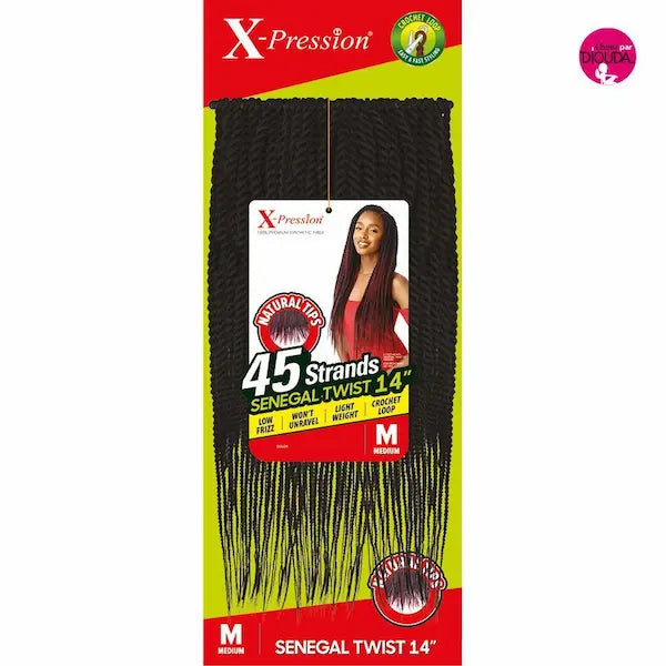45 rajouts X-PRESSION SENEGAL TWIST MEDIUM Outré 14 pouces pour Crochet Braids