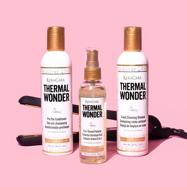 pack 3 soins thermal wonder de KeraCare ne modifie pas la structure de vos cheveux mais vous permet de maintenir les cheveux lissés entre deux shampooings.
