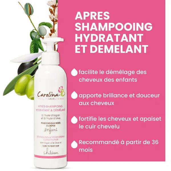 un après shampoing a été conçu pour faciliter le démêlage des cheveux de vos enfants tout en leur apportant brillance et douceur.