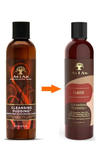 Shampooing sans sulfate pour cheveux afro Cleansing Pudding - As I Am Classic nouveau packaging