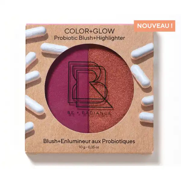 be radiance COLOR GLOW Blush + Enlumineur aux Probiotiques Duo 06 fushia
