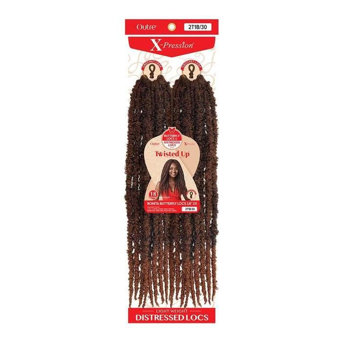 Mèches Butterfly locs long 18 pouces 2 paquets X-pression couleur Bordeaux - Twisted Up - Outré