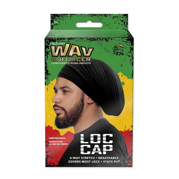 WavEnforcer® Loc Cap bonnet fin noir pour dreadlocks extensible dans tous les sens qui couvre et protège vos locks