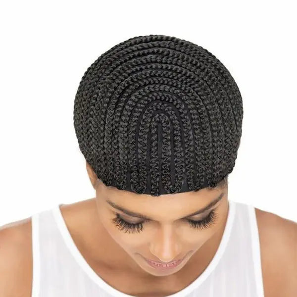 Bonnet tressé pour poser un tissage ou des crochet braids sans abimer les cheveux.