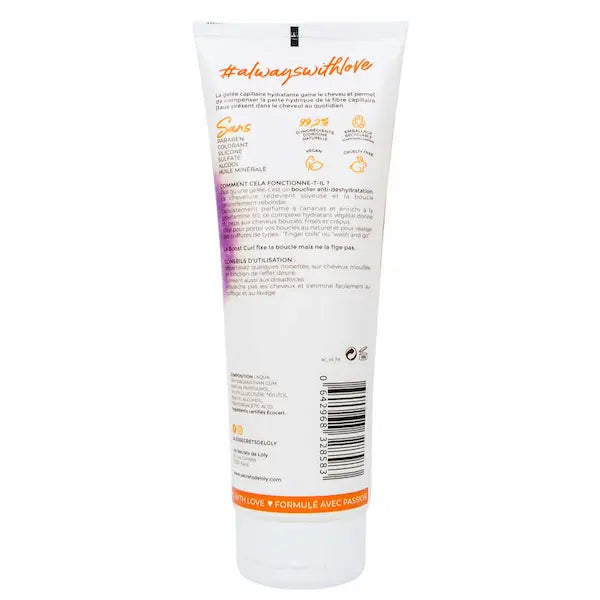 Gelée hydratante Boost Curl Les Secrets de Loly à la provitamine B5. pour cheveux bouclés à crépus.