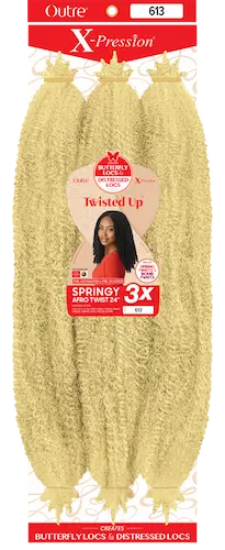 3 Mèches pour Butterfly Locs X-Pression Twisted Up Springy Afro Twist 24 Pouces Outré blond 613