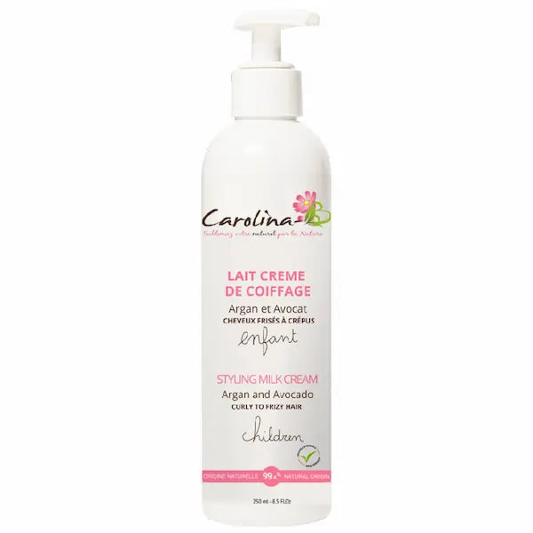 Carolina B Lait Crème de Coiffage pour cheveux frisés à crépus des Enfant à l'Argan et Avocat
